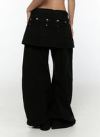 Studded Wide Fit Skirt Pants