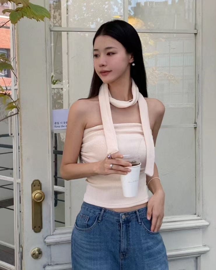 【y2k vibe】Serenity Scarf Top Set