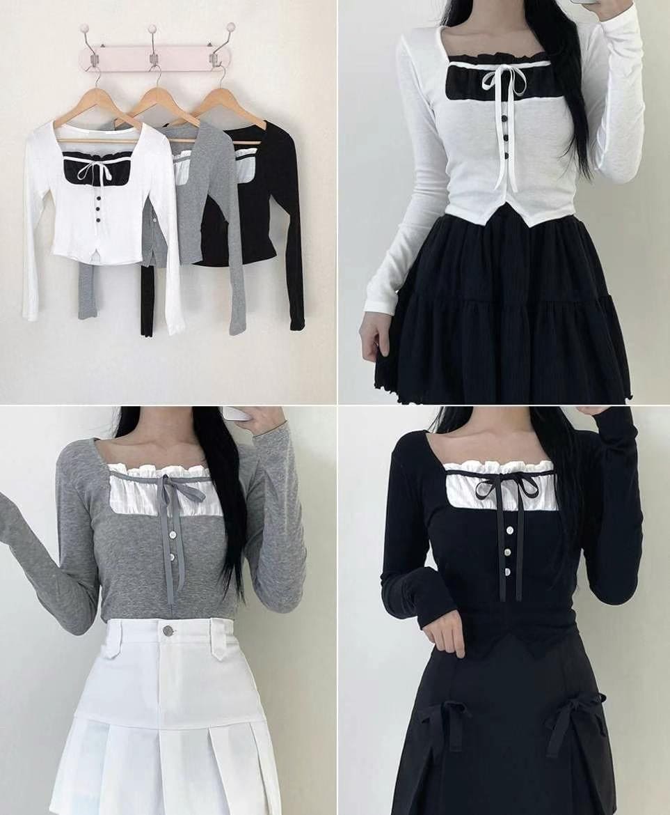 【🖤流行Y2K】Ribbon Slit Top