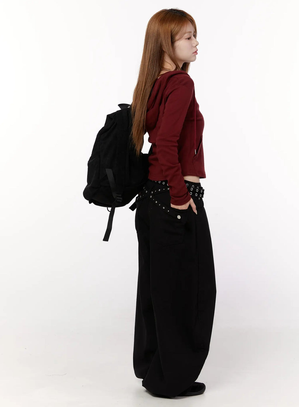 Studded X-Strap Wide Leg Pants