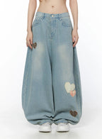 Heart Patch Baggy Jeans
