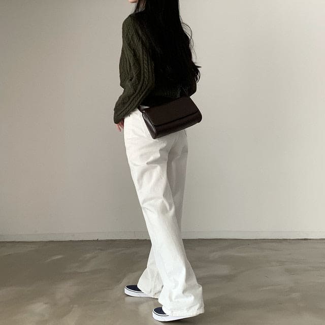 Autumn/Winter Color-Coated Cable Knit Tops