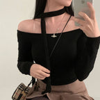 Tie Strap Off Shoulder Set 