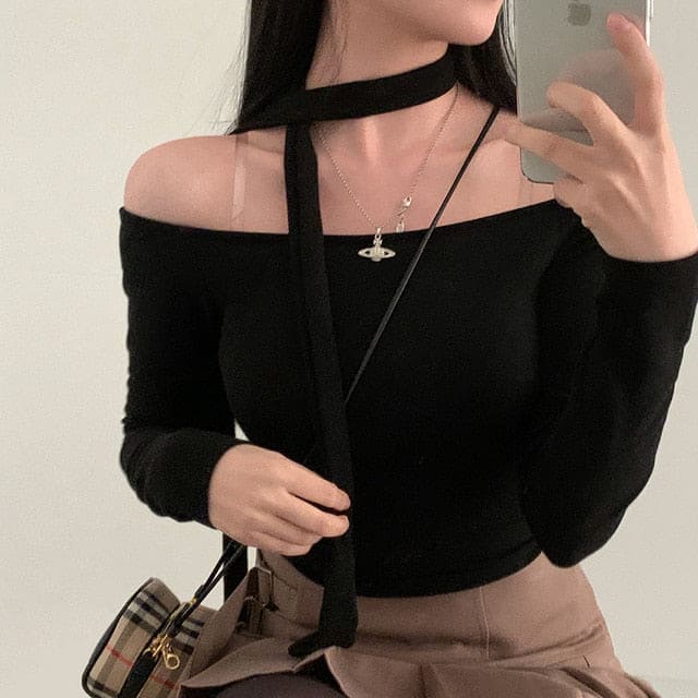 Tie Strap Off Shoulder Set 
