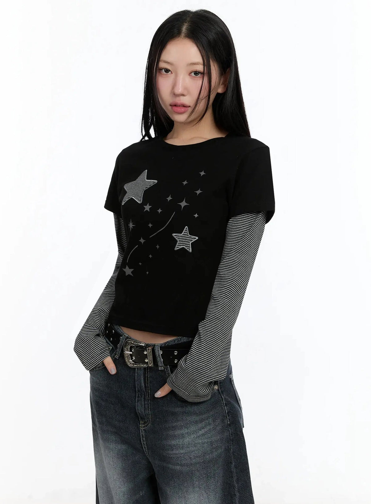 【層疊穿搭】Layered Star Patch Tee