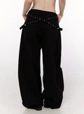 Studded X-Strap Wide Leg Pants