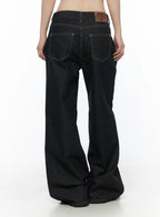 Non-Fade Layered Wide Jeans