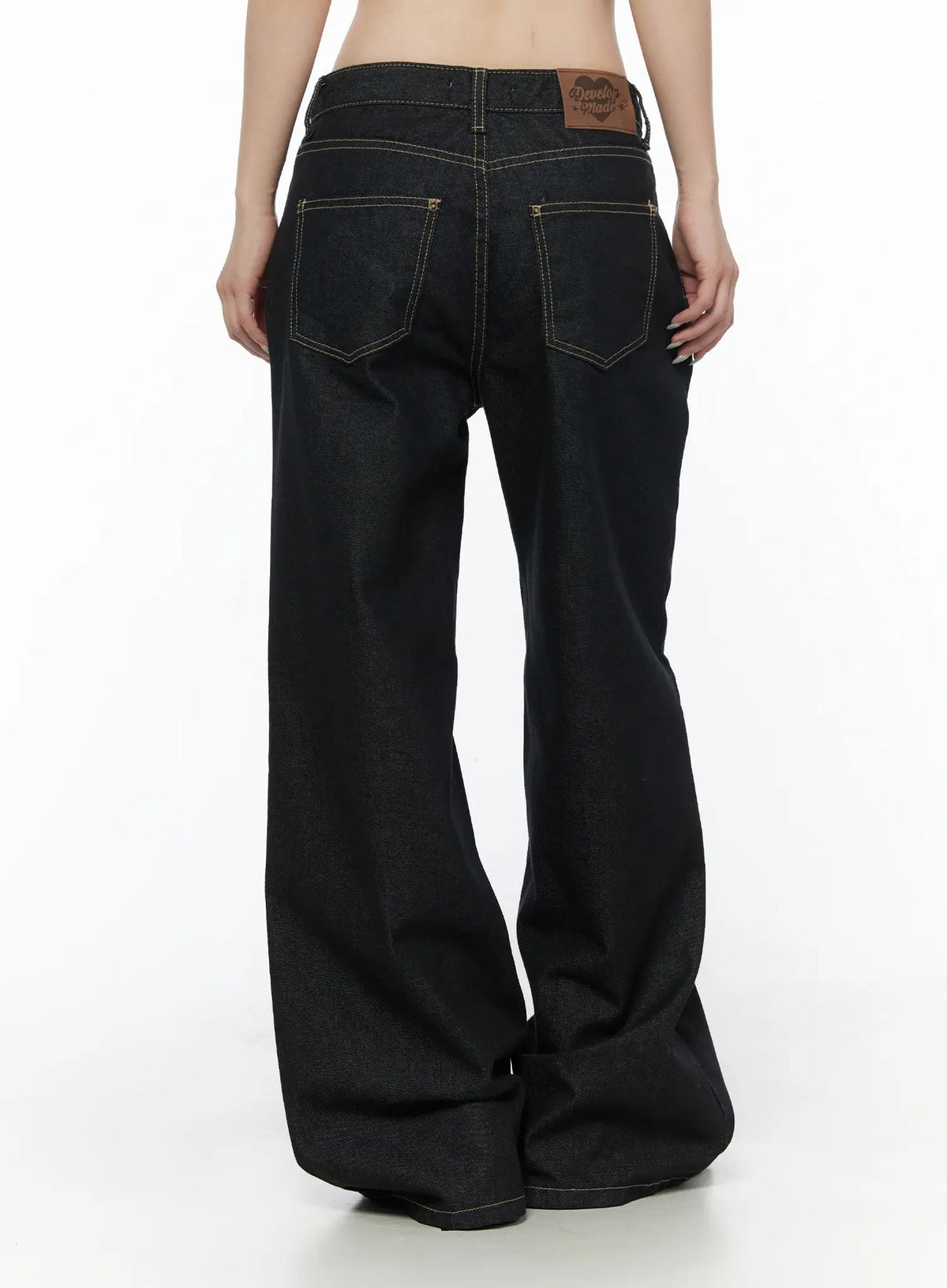 Non-Fade Layered Wide Jeans