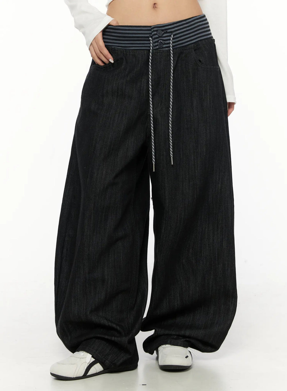 【條紋神褲】Stripe Wide Jeans