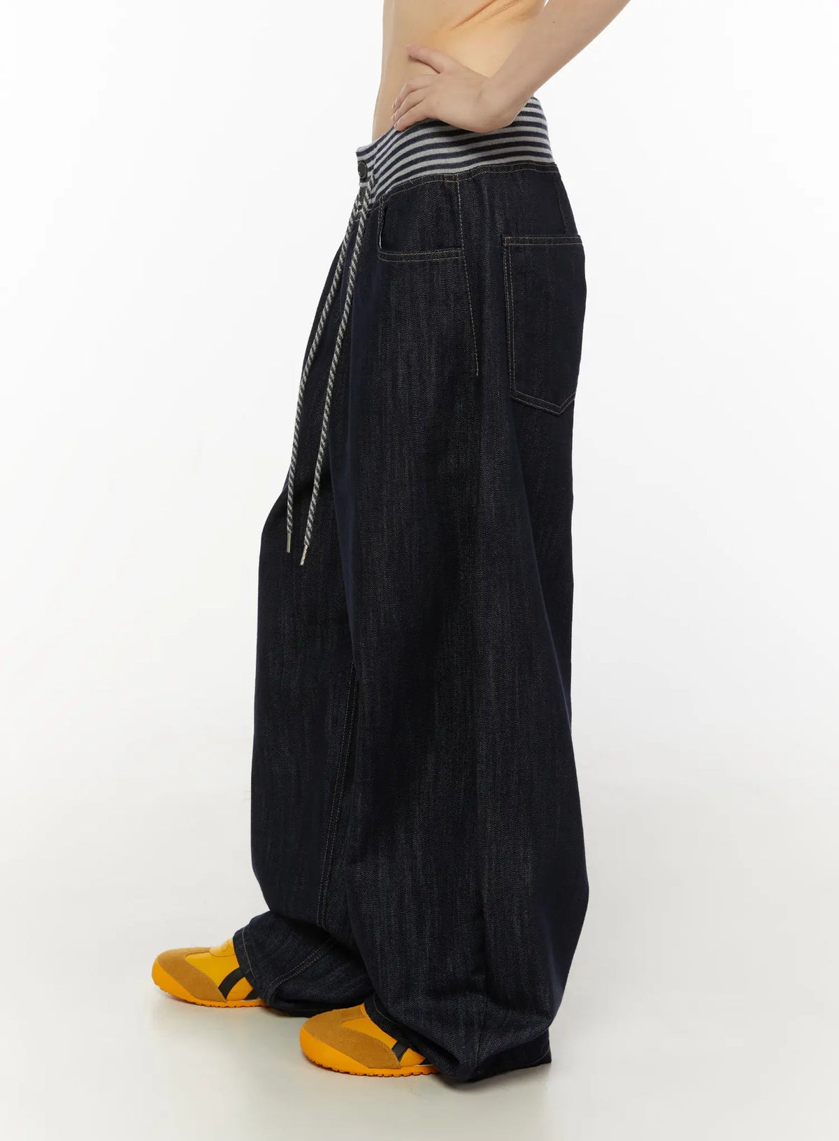 【條紋神褲】Stripe Wide Jeans