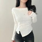【🍇修身露肩】Boatneck Twisted Top
