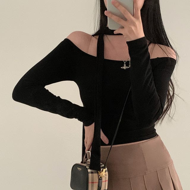 Tie Strap Off Shoulder Set 