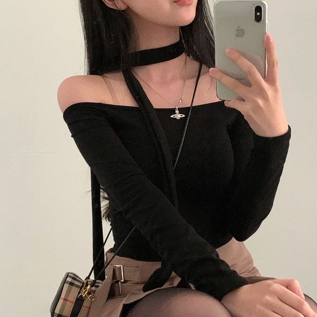 Tie Strap Off Shoulder Set 