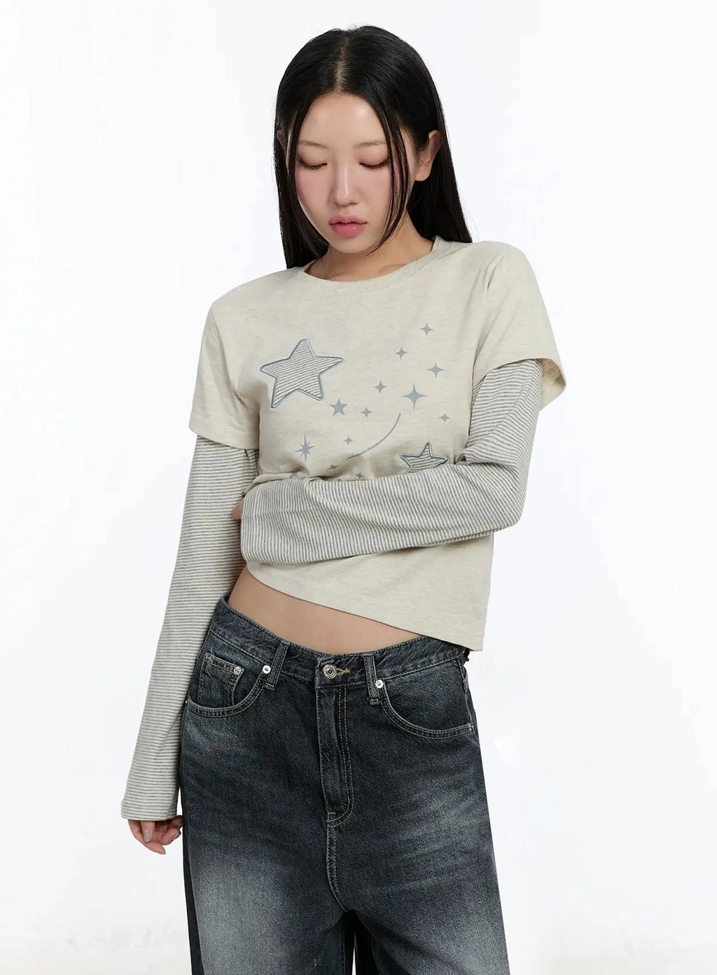 【層疊穿搭】Layered Star Patch Tee