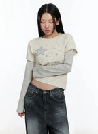 【層疊穿搭】Layered Star Patch Tee