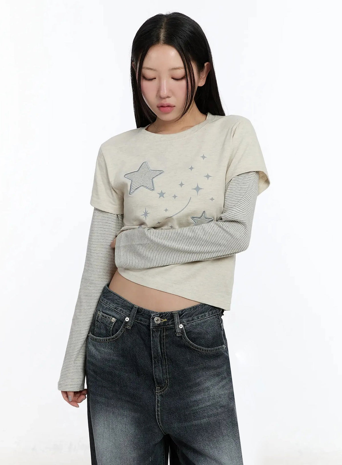 【層疊穿搭】Layered Star Patch Tee