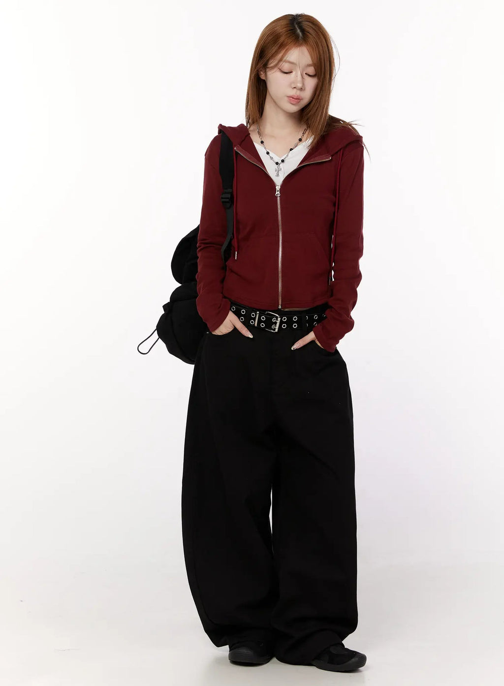Studded X-Strap Wide Leg Pants