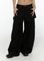 Studded Wide Fit Skirt Pants