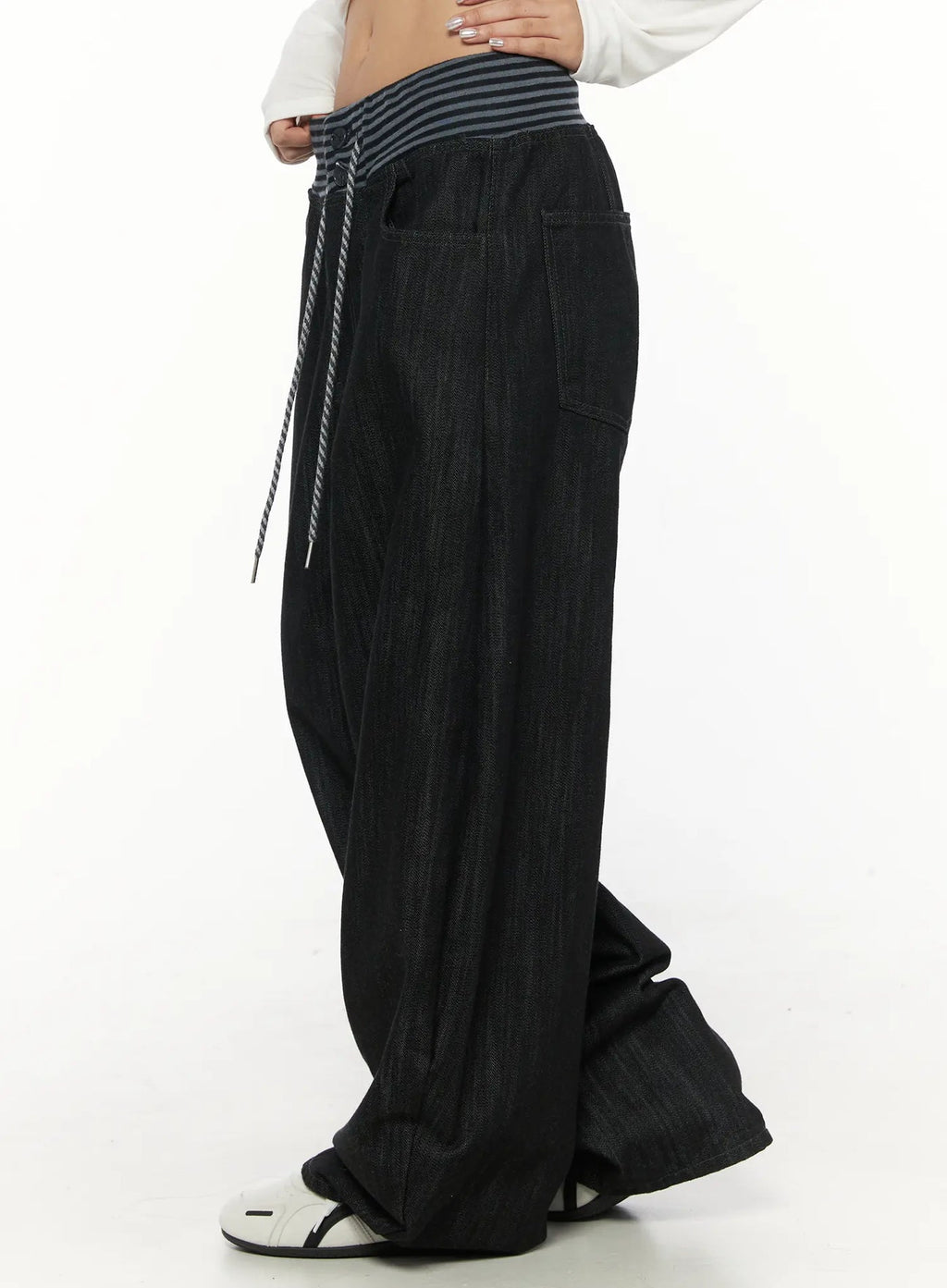 【條紋神褲】Stripe Wide Jeans