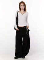 Studded X-Strap Wide Leg Pants