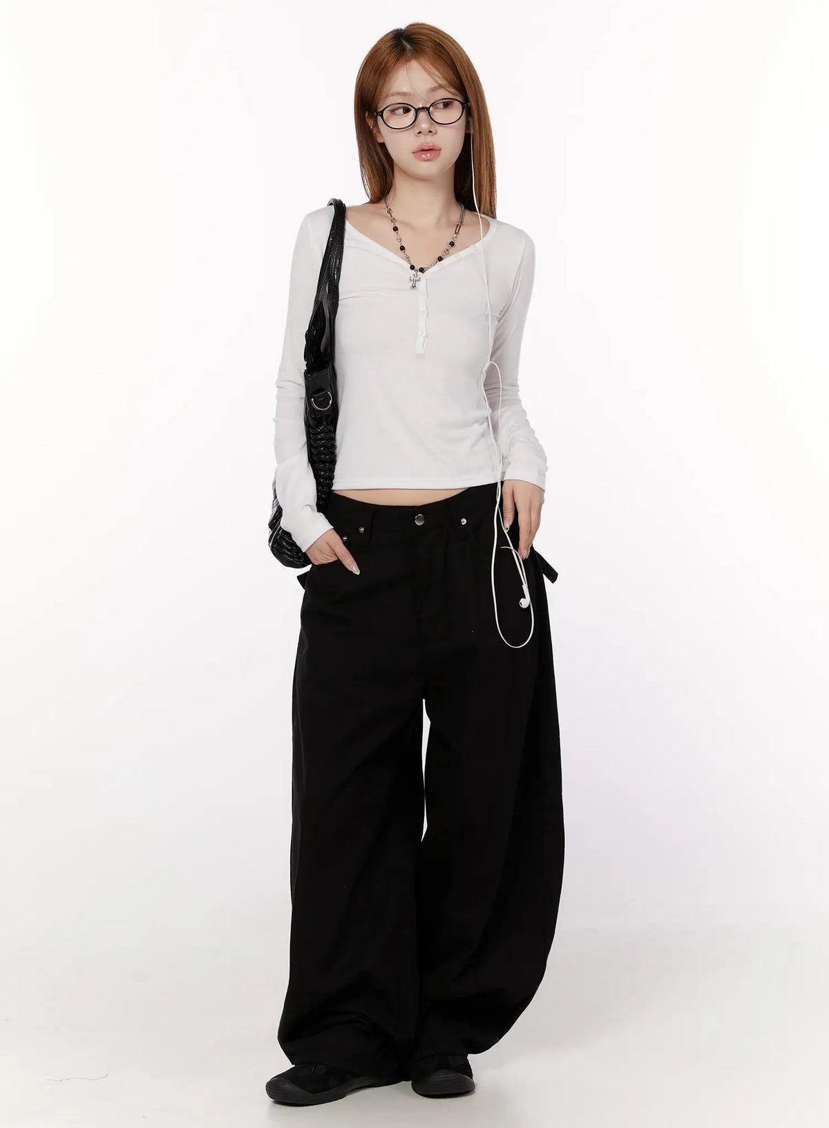Studded X-Strap Wide Leg Pants