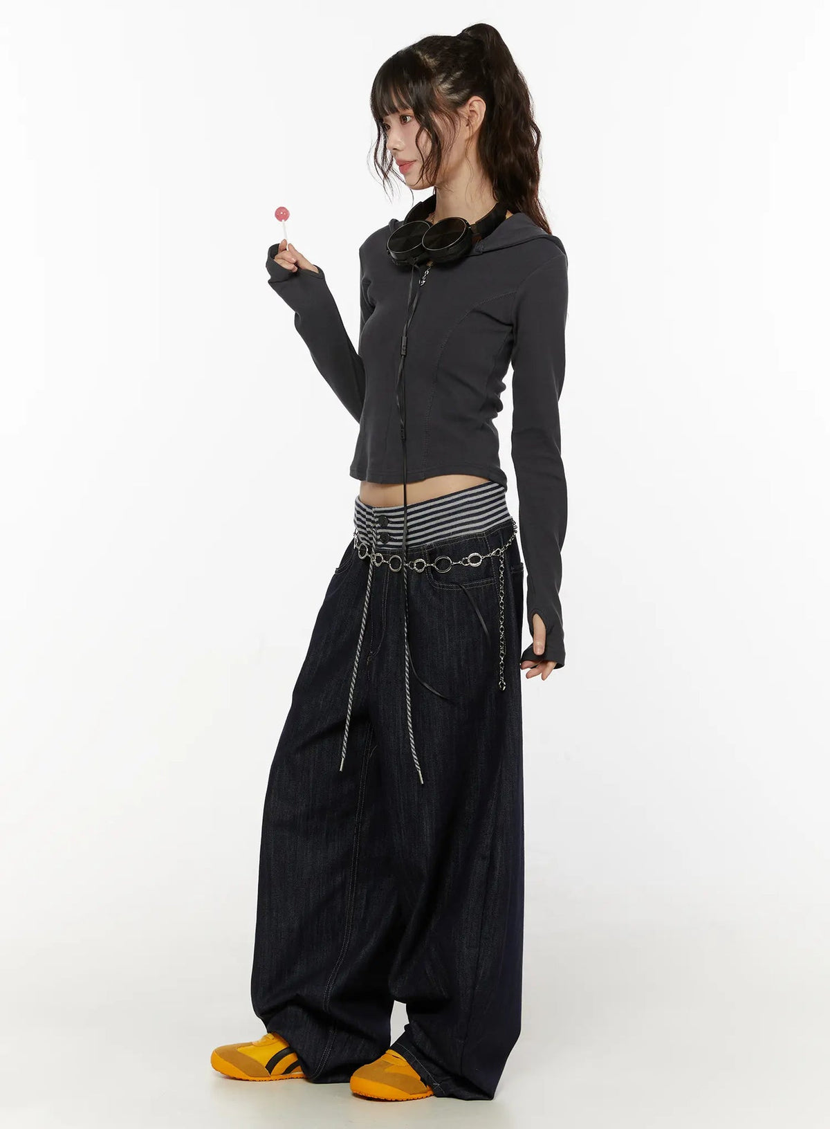 【條紋神褲】Stripe Wide Jeans