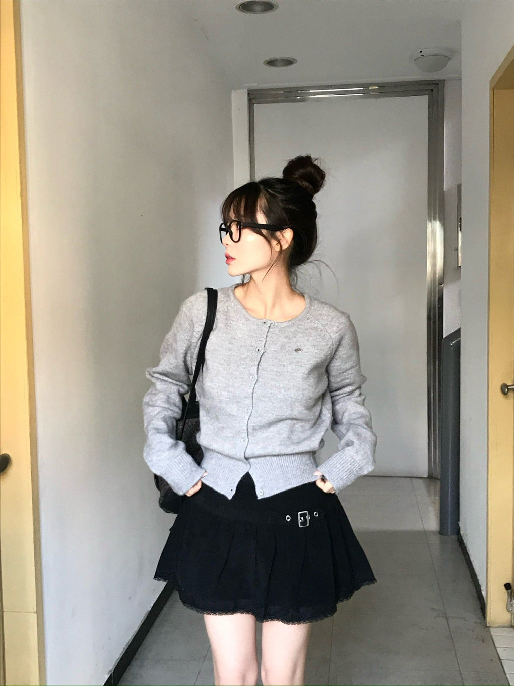 【🤎y2k vibe】Suede Lace Belt Skirt 