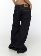 Non-Fade Layered Wide Jeans