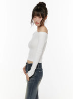 【🍇秋冬新色】Slide Off Shoulder Top