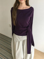 【🍇秋冬新色】Drape Ribbon Top