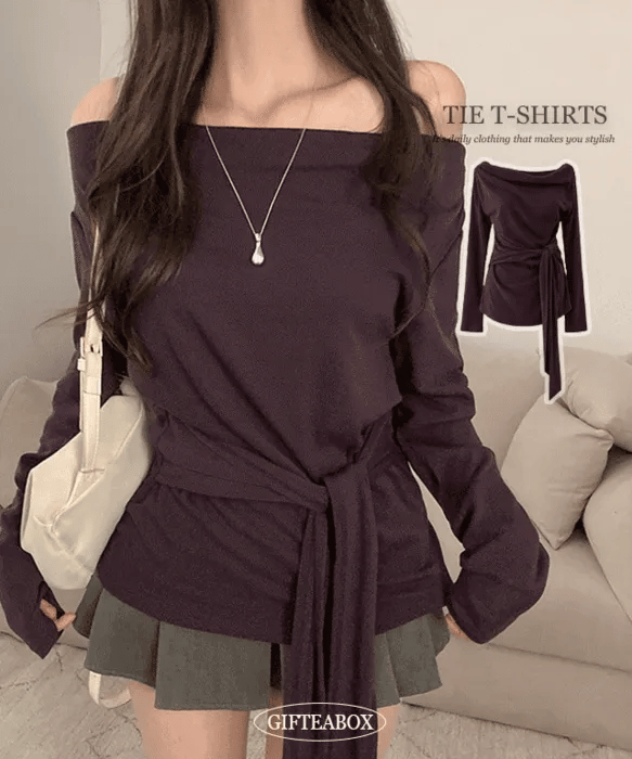 【🍇秋冬新色】Drape Ribbon Top