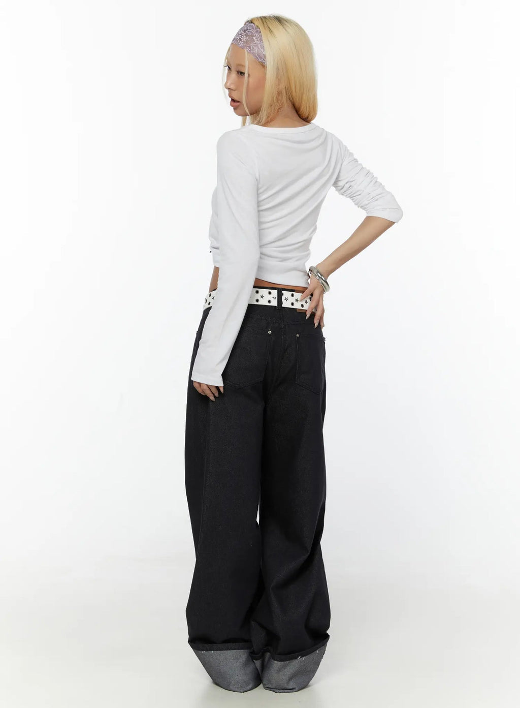 Raw Turn Up Baggy Jeans