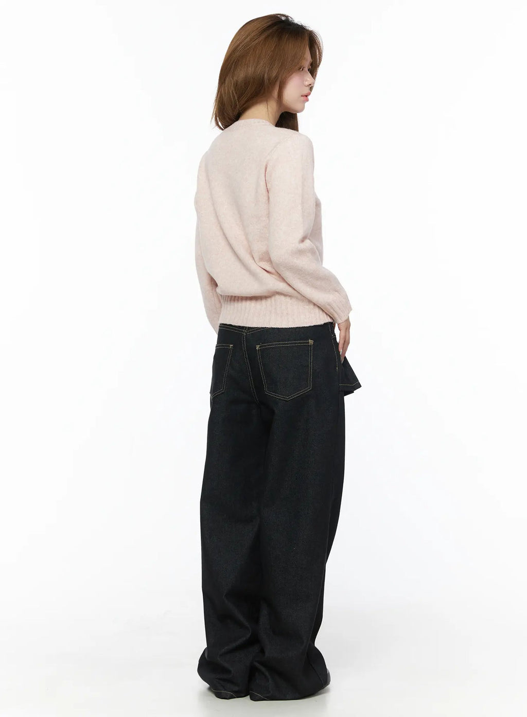 Non-Fade Layered Wide Jeans