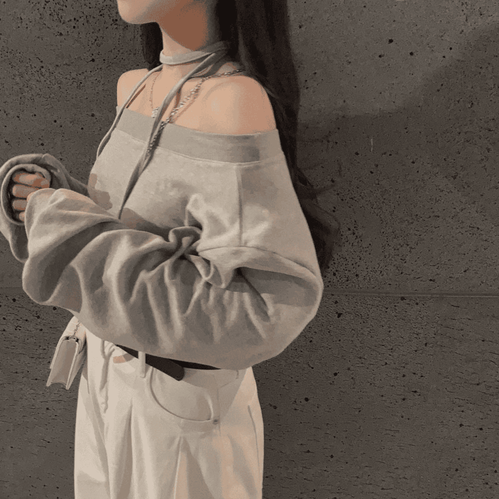 【型格休閒】Off Shoulder Sweatshirt Scarf Set