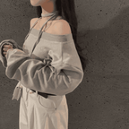 【型格休閒】Off Shoulder Sweatshirt Scarf Set