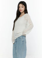 【🥛透膚條紋】Loose Fit Stripe Knit