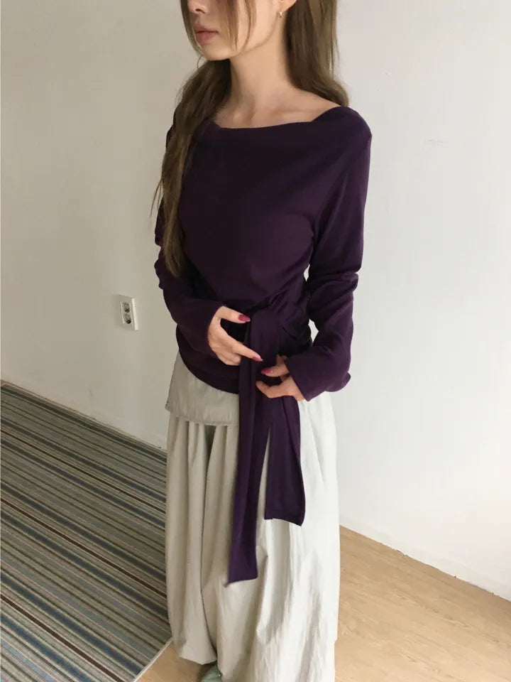 【🍇秋冬新色】Drape Ribbon Top