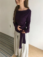 【🍇秋冬新色】Drape Ribbon Top