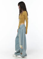 Heart Patch Baggy Jeans