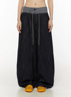 【條紋神褲】Stripe Wide Jeans