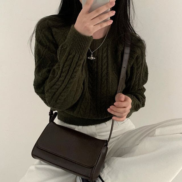 Autumn/Winter Color-Coated Cable Knit Tops