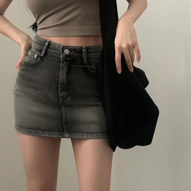 【韓網爆款！】Washing Denim Mini Skirt