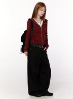 Studded X-Strap Wide Leg Pants