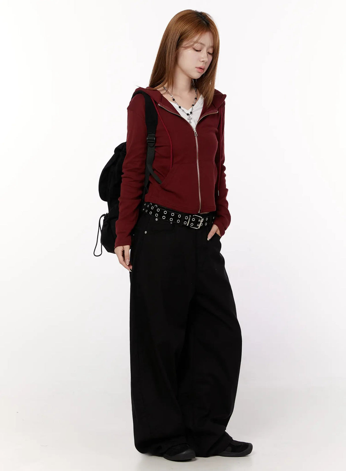 Studded X-Strap Wide Leg Pants