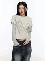【層疊穿搭】Layered Star Patch Tee