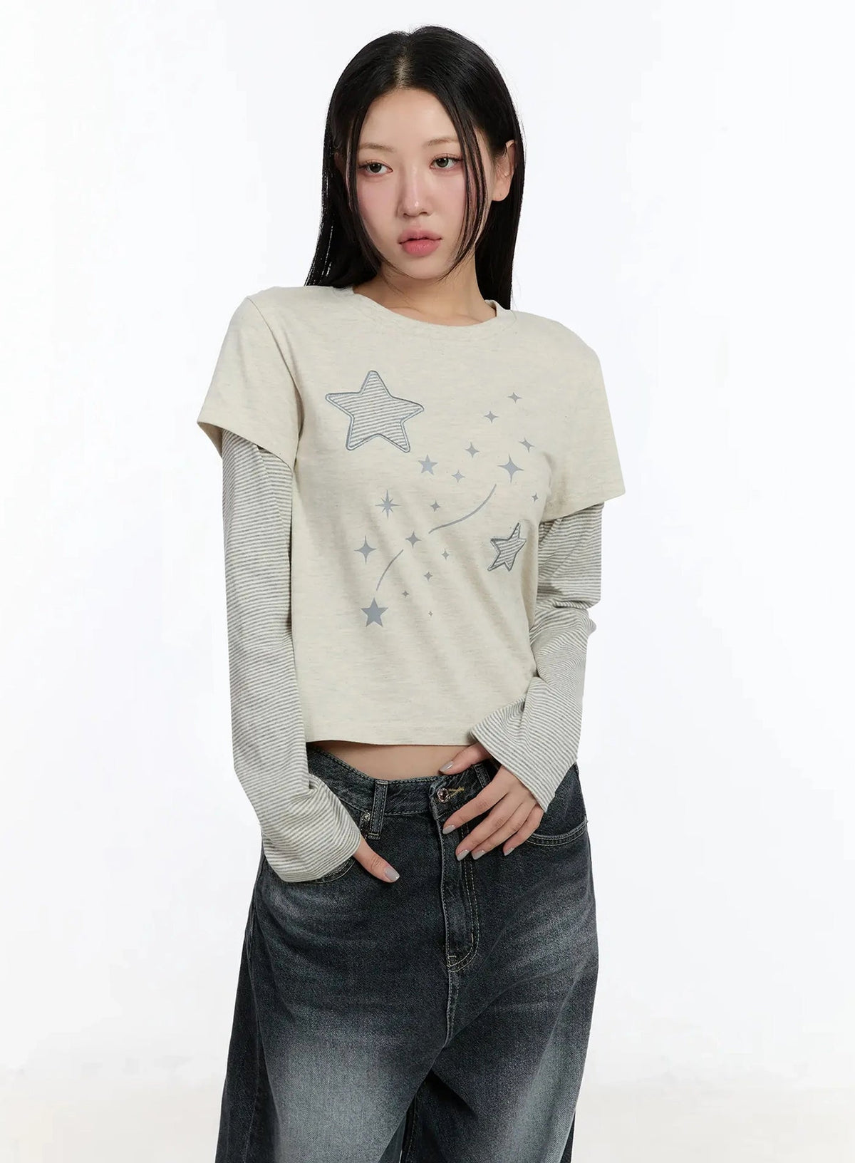 【層疊穿搭】Layered Star Patch Tee