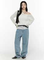 【🥛透膚條紋】Loose Fit Stripe Knit