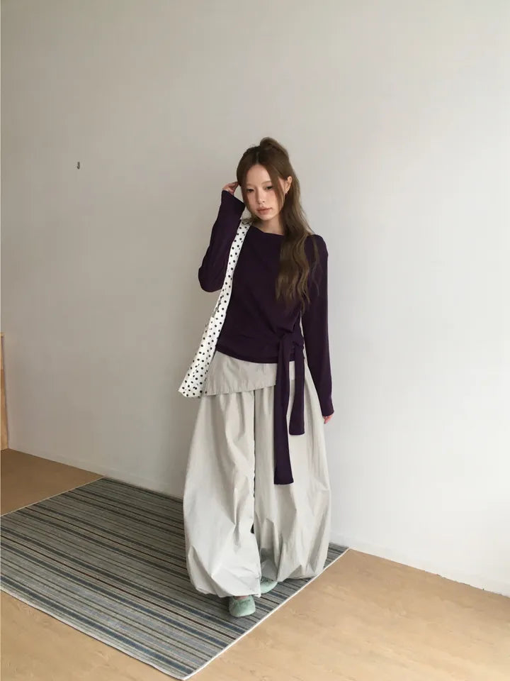 【🍇秋冬新色】Drape Ribbon Top