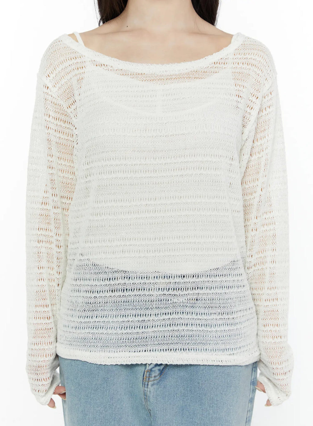 【🥛透膚條紋】Loose Fit Stripe Knit