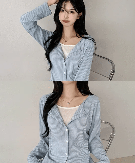 【短袖/長袖】Layered Cardi Set
